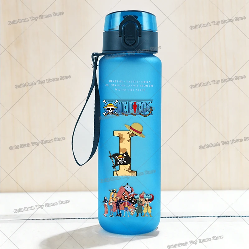 650ml Luffy Letter A-Z Sport Water Bottle Anime One Piece Outdoor Kids Straw Bottles Girl Boy Leak-proof Plastic Drink Cups view 3