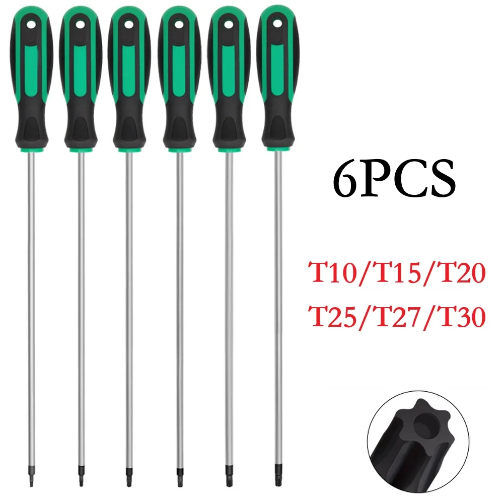 6PCS Extended 420mm Screwdriver  Plum Blossom Star Screwdriver Rubber Handle For-T10/T15/T20/T25/T27/T30 Installation Tool