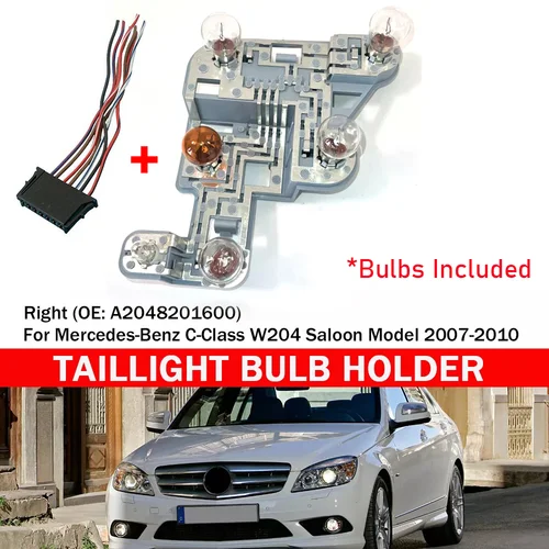 Imagen 2 del producto Portalámparas para lámpara trasera de coche, bombillas con arnés de enchufe de cableado para mercedes-benz W204 Clase C A2048201500, luz trasera izquierda y derecha