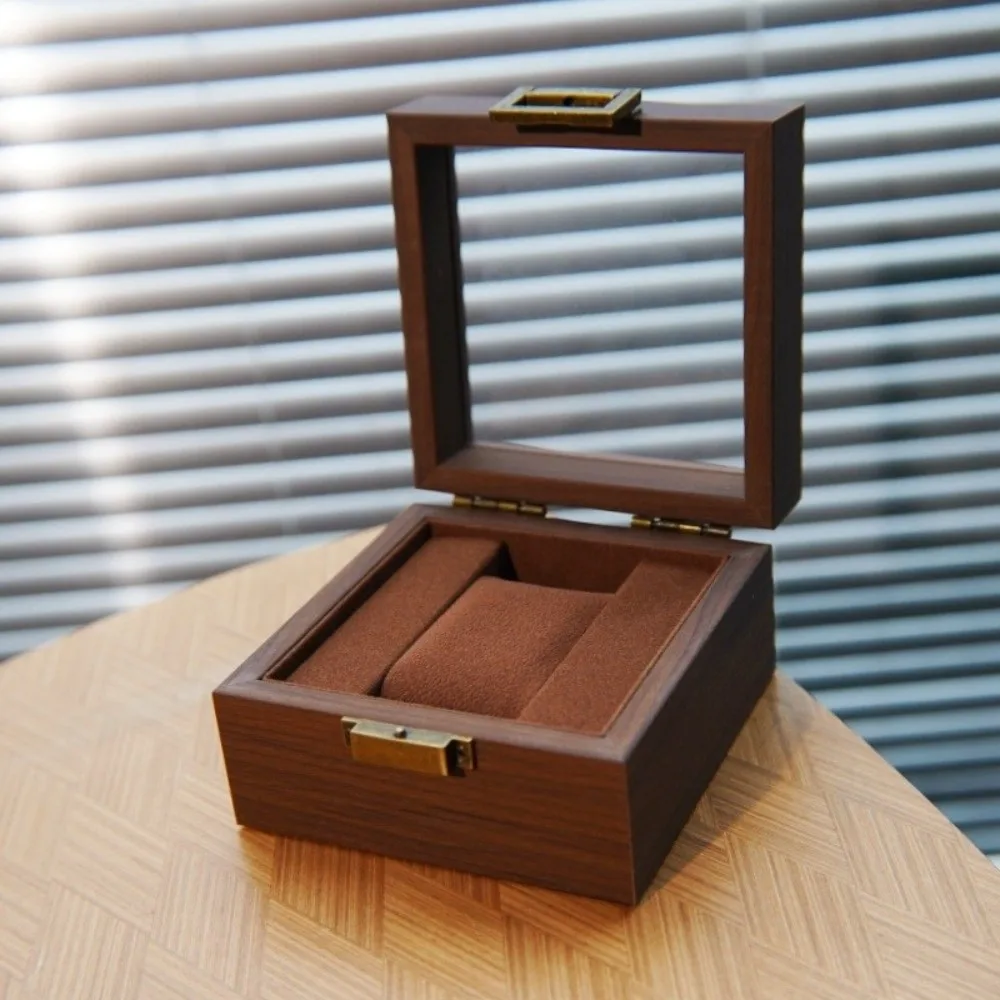 1/2/3/6/10/12 Slots Watch Storage Box Walnut Wood Soft Watch Pillow Wooden Watch Box Chinese Style Transparent Glass