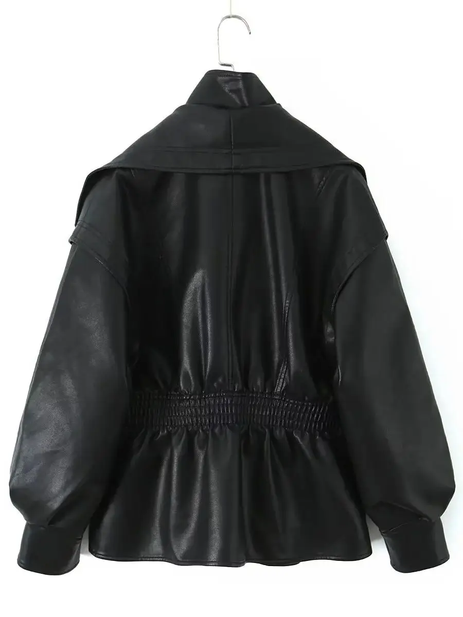 Damskie kurtki motocyklowe w stylu retro vintage z imitacji skóry PU w kolorze kawy, luźne, oversize, streetwearowe, BF, nowość 2025