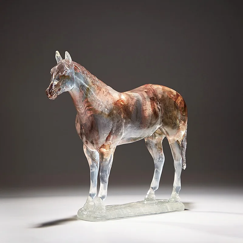 Creative Horse Shape Entrance Hall Ornaments Simple Gradient Transparency Living Room Ornaments Modern Bedroom Home Decoration