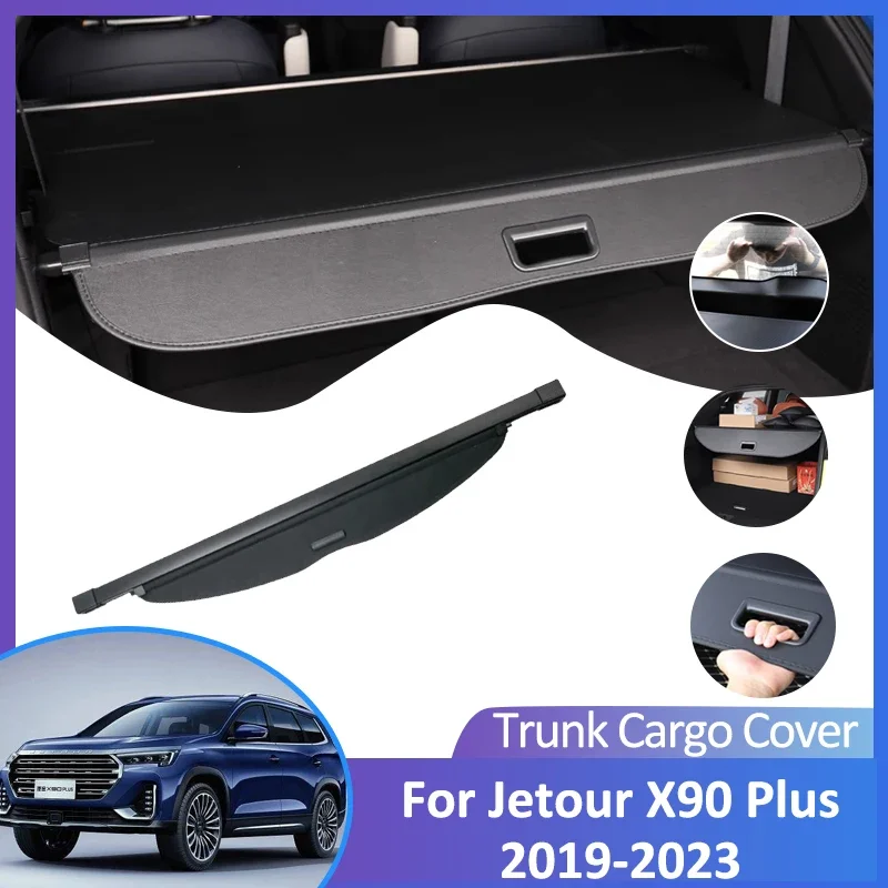 For Jetour X90 Plus 2019 2020 2021 2022 2023 Auto Rear Trunk Cargo Cover Retractable Luggage Curtain Car Accessorie Shield Shade