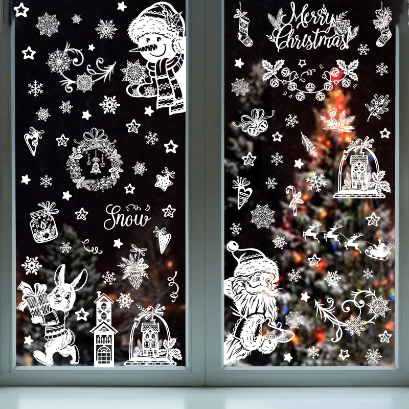 

Christmas Window Clings Snowflakes Window Decals Static Window Stickers for Christmas Decorations Xmas Party Supplies