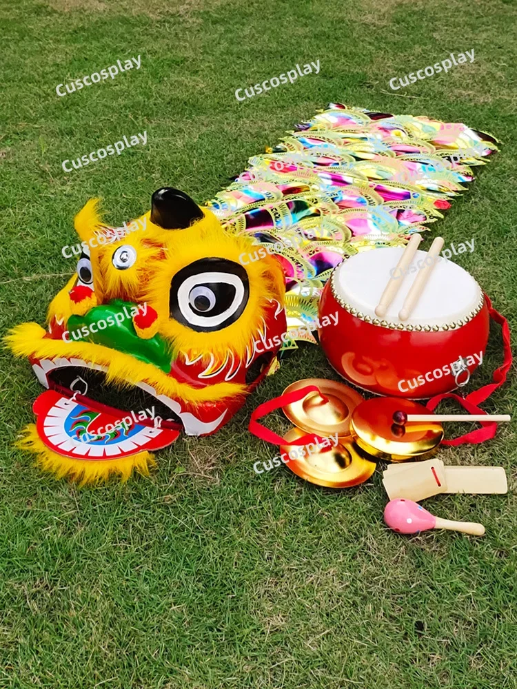 Lion Dance Costume Drum Gong 2-15  Age Kid Children Party Performance Sport Outdoor China New Year Spring Festival