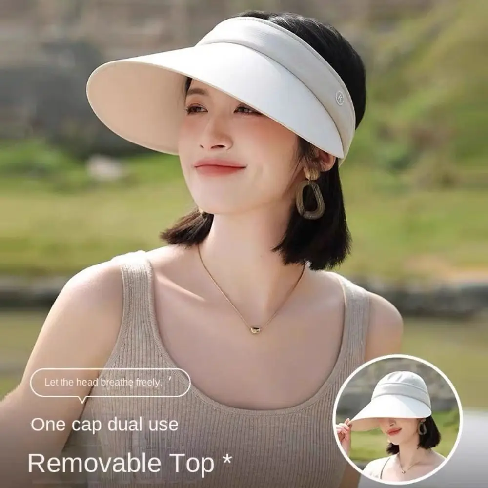 قبعة صيفية نسائية جديدة قابلة للطي مع قبعة قابلة للإزالة، قبعات واقية من الشمس بحافة كبيرة قابلة للتعديل، قبعة كروية للحماية من الأشعة فوق البنفسجية