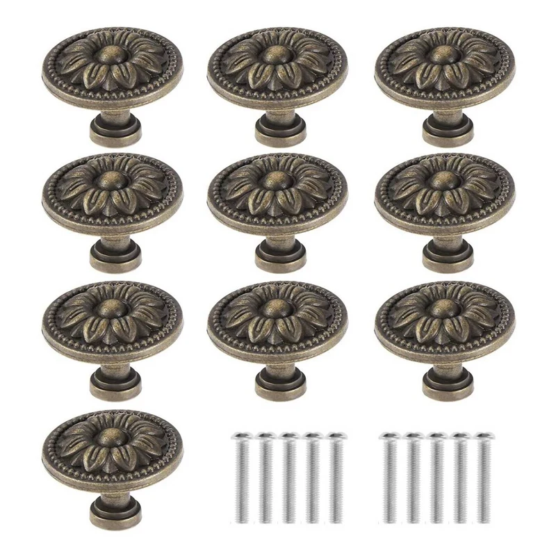 

30PCS,Vintage Antique Vintage Handle With Patterned Round Knobs, Used For Furniture, Kitchen Doors And Cupboards