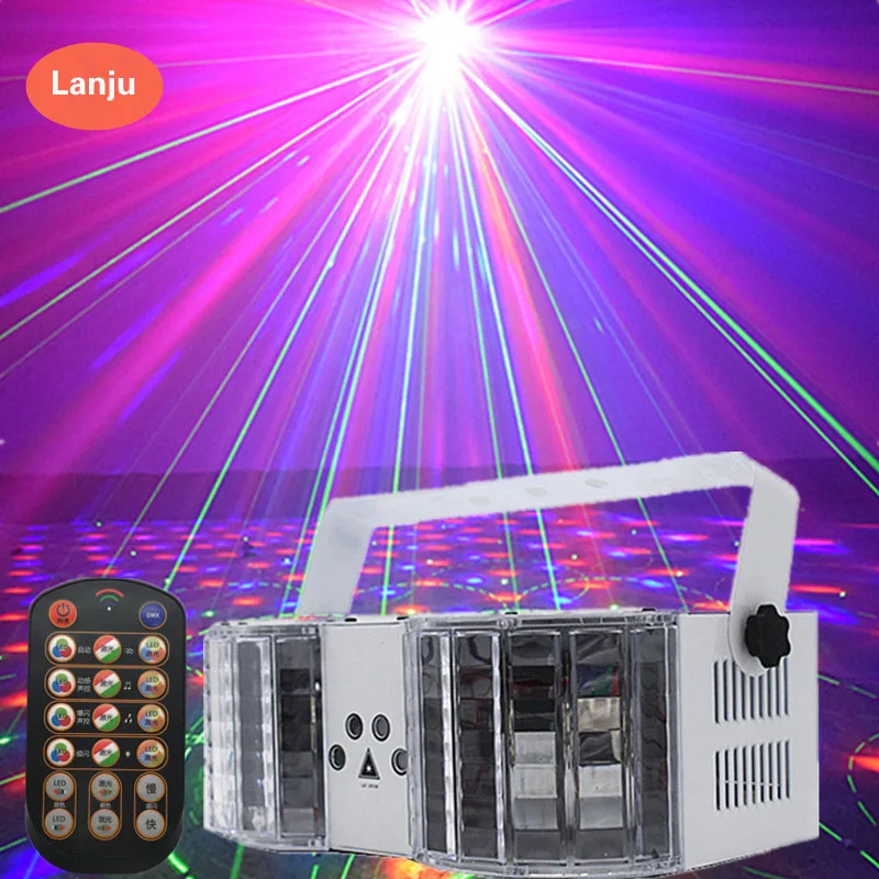 

New pattern led butterfly laser lamp stage lighting disco DJ bar ktv flash seven-color rotating DMX512 laser bouncing lamp