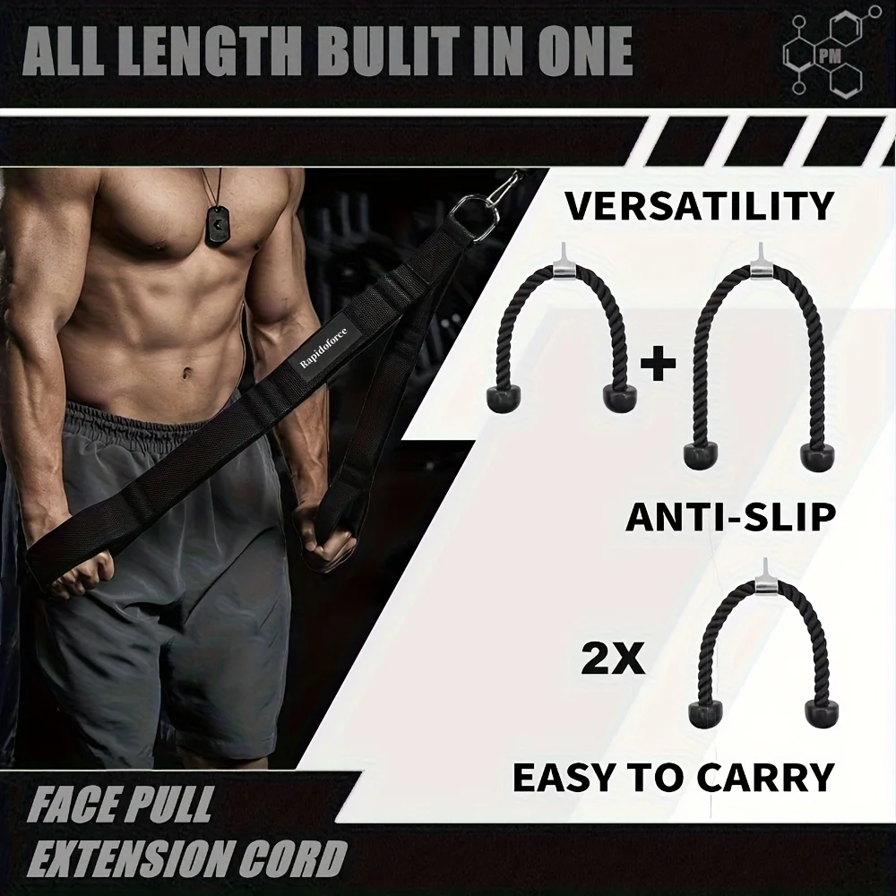 [Extra langes Triceps-Seil] Extra langes Triceps-Seil mit bequemem Griff | Trizeps-Seilzubehör zur Verbesserung der Übung – Detail 3