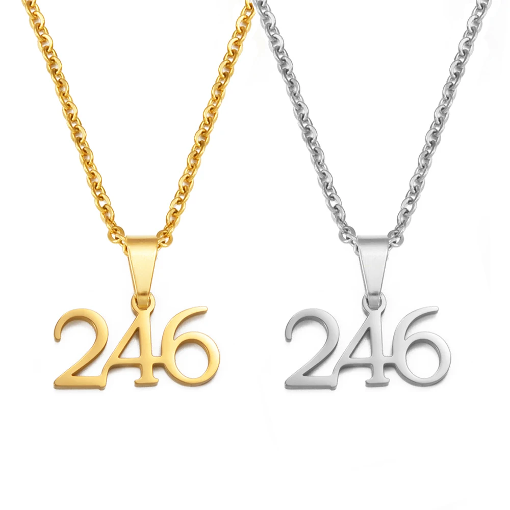 Anniyo  Area Code 246 Barbados Charm Pendant Necklaces Stainless Steel National Jewelry #500262