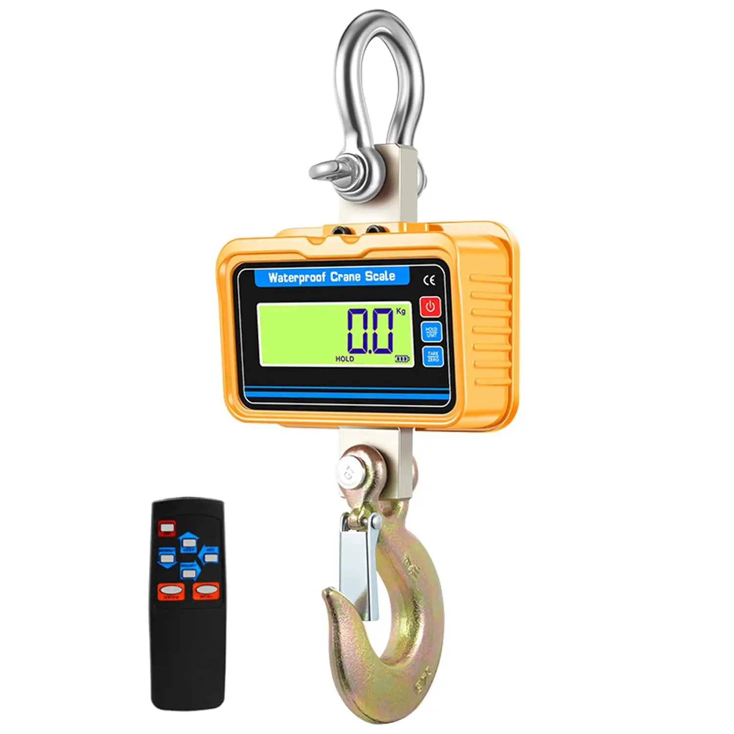 2000kg Waterproof Crane Scale LCD Display Electronic Hanging Scales Remote Control Heavy Duty Alloy Steel Hook Weight Balance