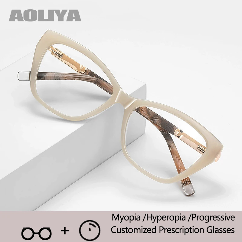 

AOLIYA Woma Fashion Pilot Double Bridge Glasses Myopia Hyperopia Progressive Astigmatism Optical Prescription Eyeglasses Frames