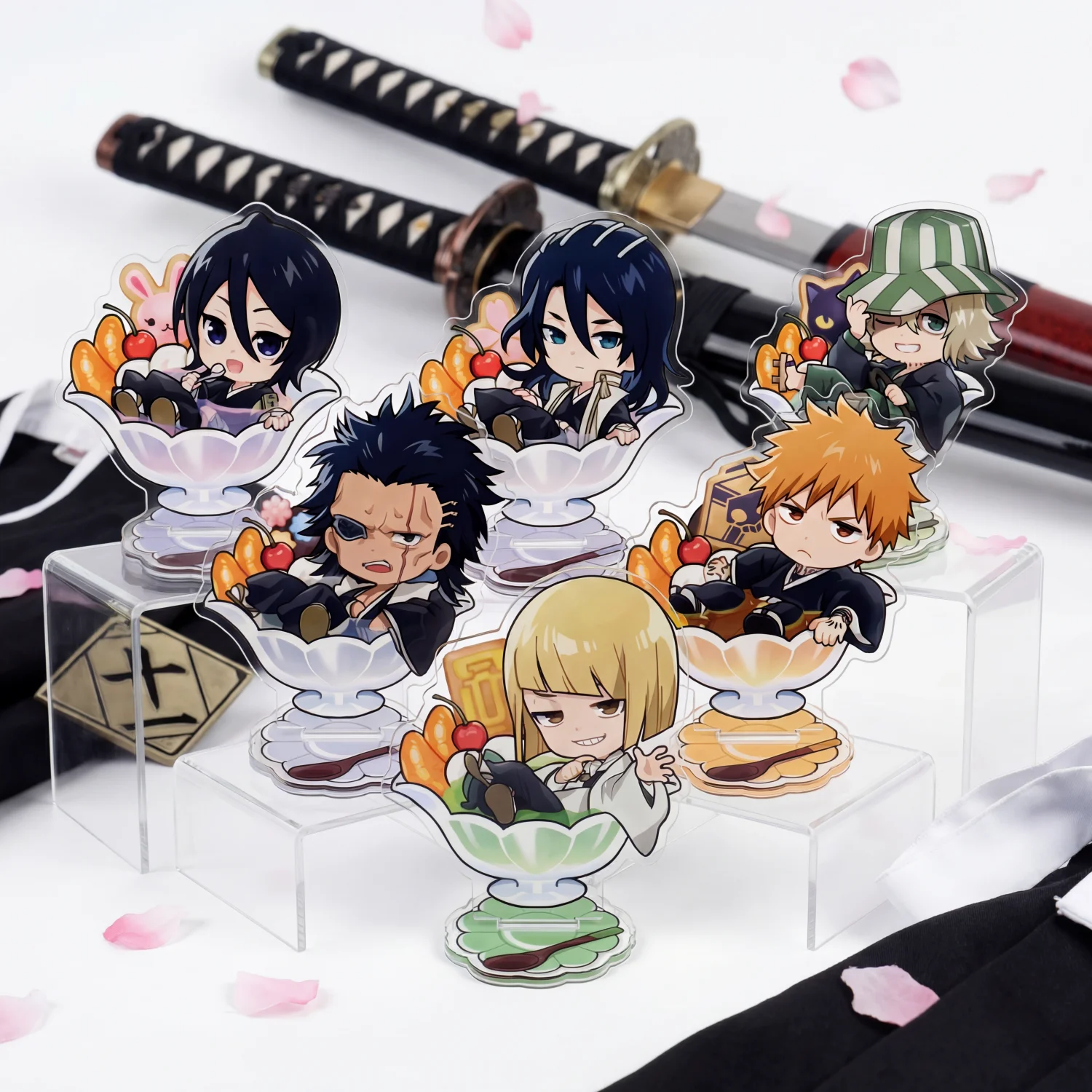 Llavero de acrílico Chibi de Anime BLEACH: Thousand-Year Blood War, 10 cm, impresión HD de doble cara, Rukia Ichigo Urahara, decoración de escritorio