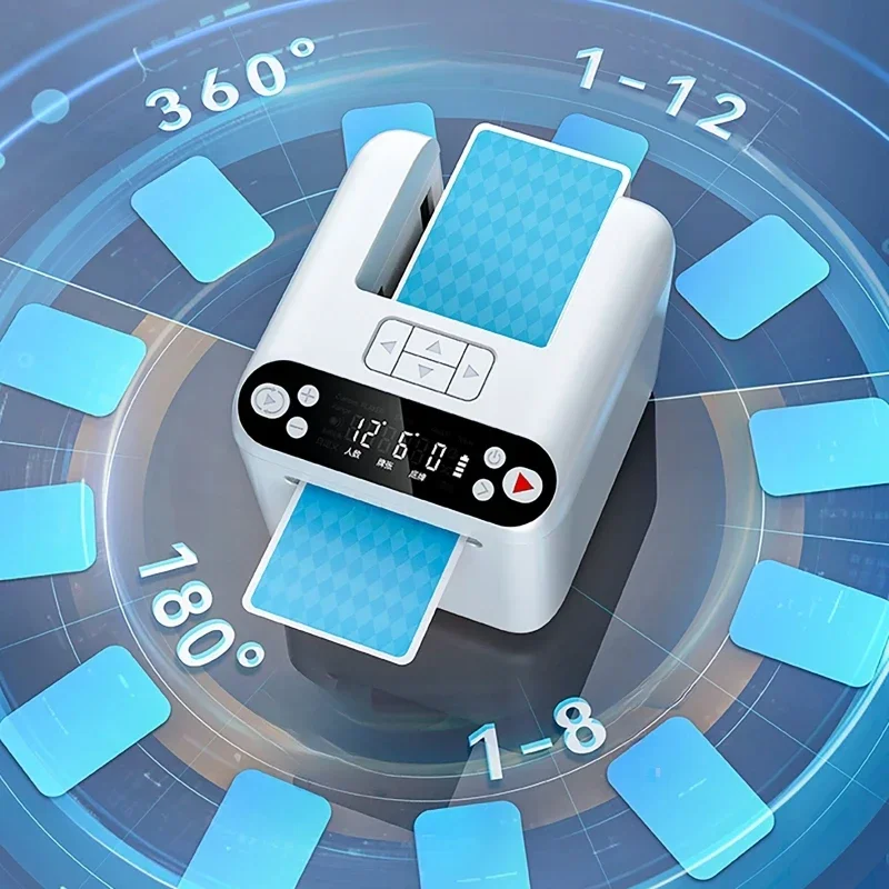 360 °   ماكينة تاجر البطاقات الأوتوماتيكية الدوارة شاشة OLED 5000 مللي أمبير في الساعة أوراق اللعب العشوائية أداة التعامل مع ألعاب الحفلات جهاز البوكر