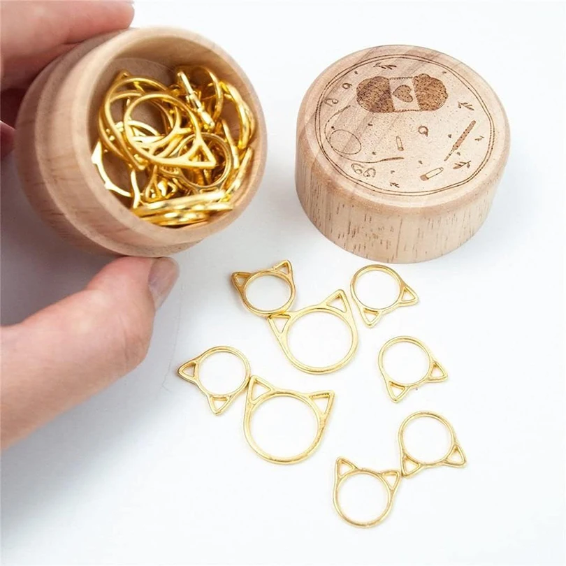 30pcs Cat Ears Metal Needle Clip Knitting Locking Stitch Markers Crochet Latch Knitting Accessories DIY Weaving Sewing Supplies