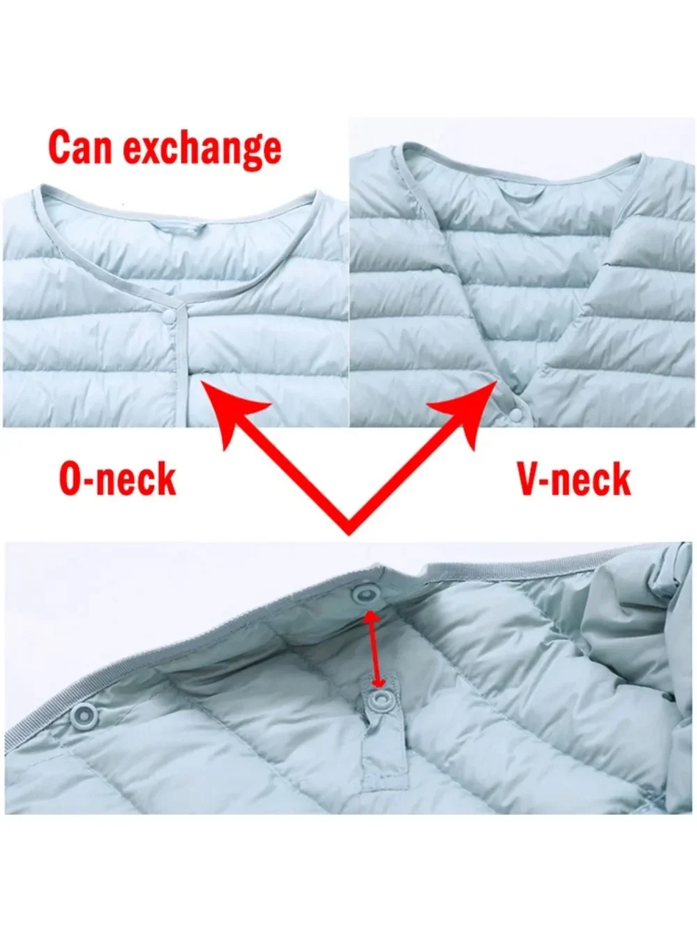 Prendas de abrigo de plumón de pato blanco claro negro para mujer, chaleco de tela interior, abrigo fino, chaqueta sin mangas de plumón de pato para mujer, abrigo con cuello en V