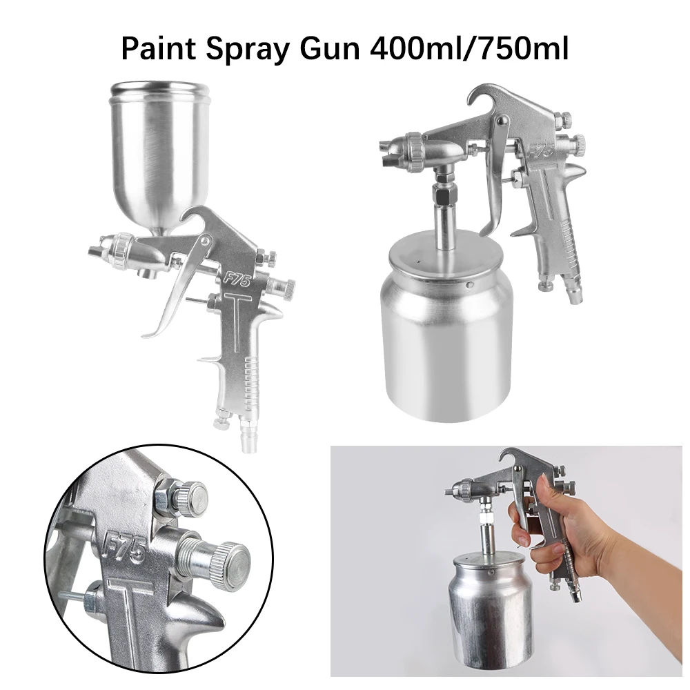 F-75 for Automotive Furniture Parts Painting Handle Adjustable Spray Gun Color Spray Gun Silver 1.5mm Nozzle with Cup