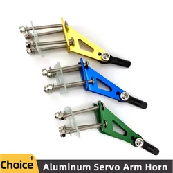 2Pcs Metal Servo Arm with Four Mounting Points Ball Link Rudder Angle Sets for RC Aircraft Yellow Blue Green