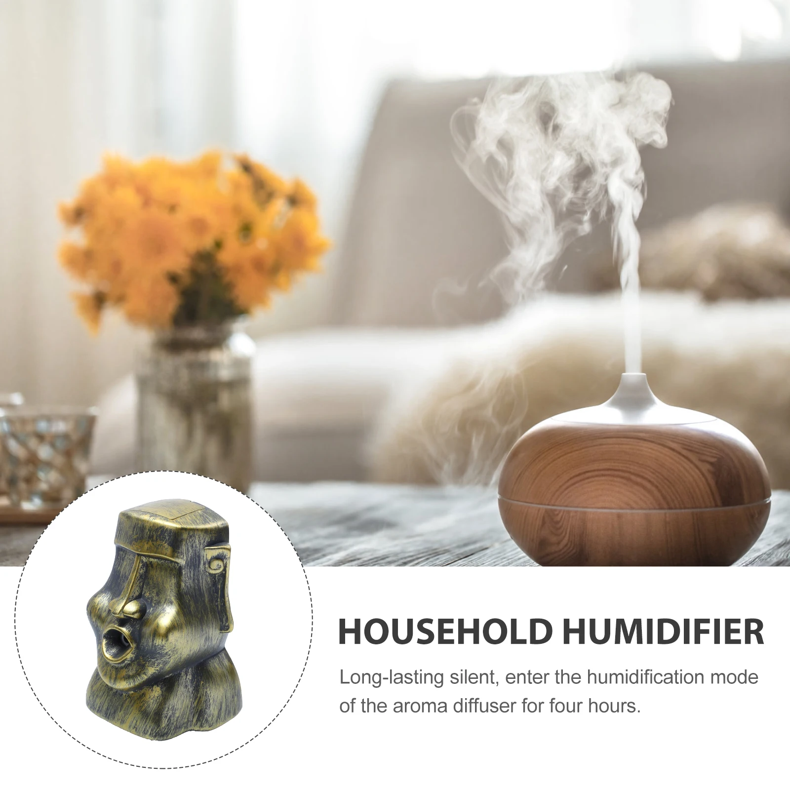 

Увлажнитель воздуха в форме моаи, каменная фигура, диффузор эфирного масла, домашний USB-распылитель тумана, освежитель воздуха, режим ароматерапии, длинный