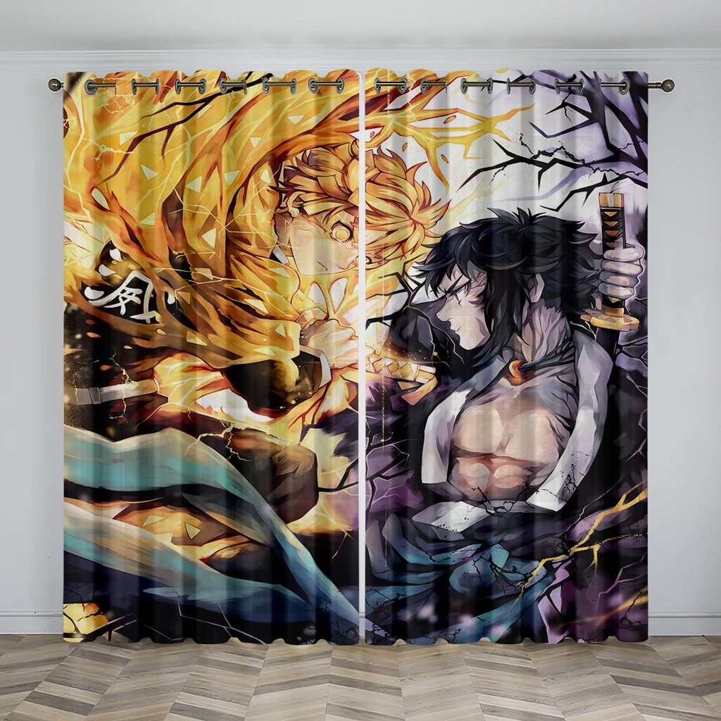 Kids Like Cartoon Anime Pattern Sunshade Curtains 2 Panel Boys Girls Room Bedroom Living Room Window Decorative Curtains