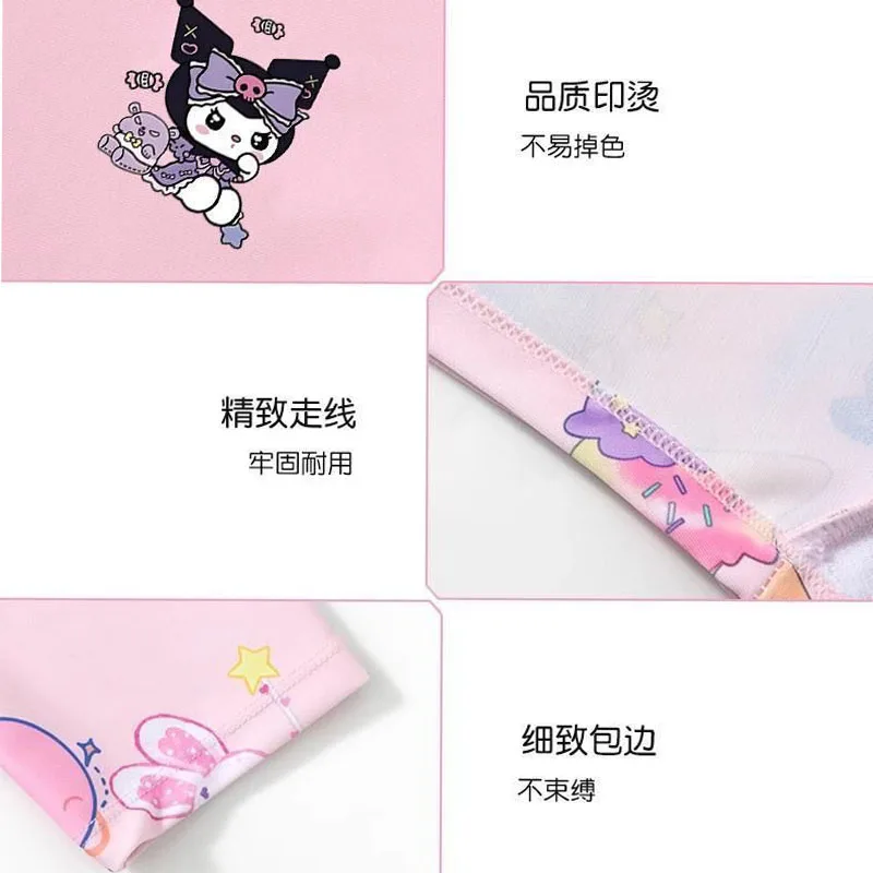 Kawaii Melody Swimsuit Swim Cap Cartoon Kids Kuromi Swimwear Summer Girls Beach Vacation Bikini Swim Training Clothes Quick Dry