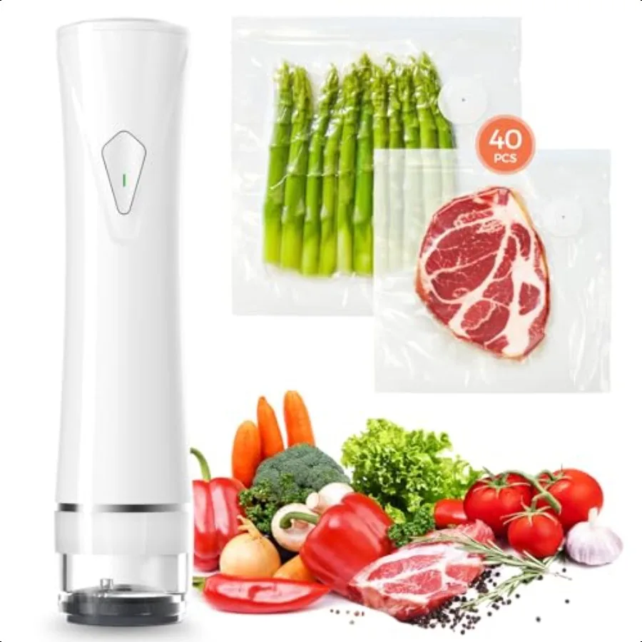 

Vacuum Sealer Set Vacuum Sealer hine + 40 Bags Powerful Handheld Vacuum Sealer with Visual Water Tank Waterproof Compact Protab