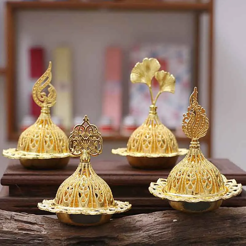 Incense Burner Golden Burner Zinc Alloy  Burner Home Decoration Layout Household Indoor Tower Small Incense Burner  Middle East