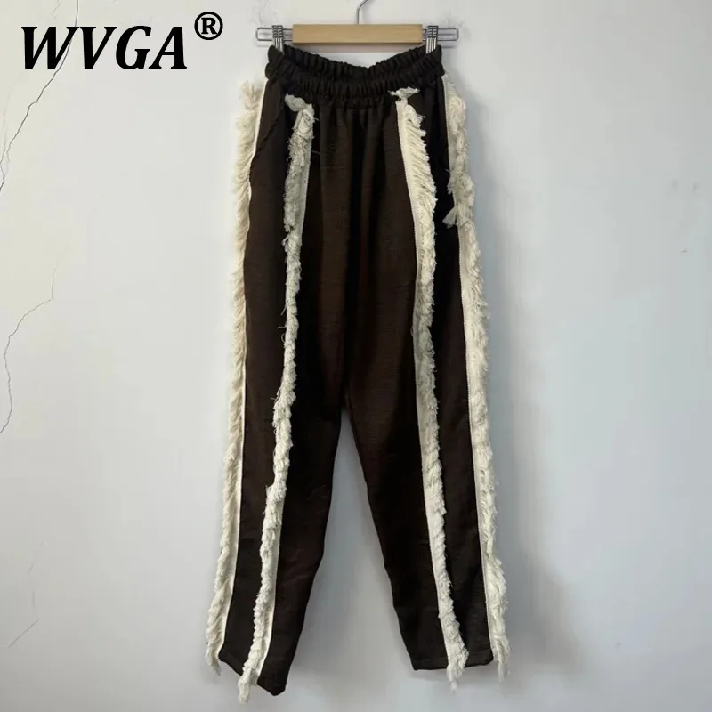 

WVGA весна осень новые мужские Tide Y2K Techwear бахрома ниша оригинальный дизайн модный крой свободные шикарные повседневные прямые брюки Ins W7550