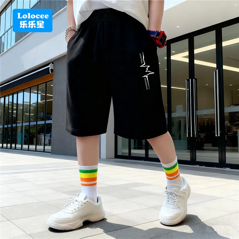 

Новинка 2023 года, тренировочные шорты для мальчиков, детские летние хлопковые шорты с принтом молнии для бега, баскетбола, футбола, спортивные шорты для подростков, SDCK1