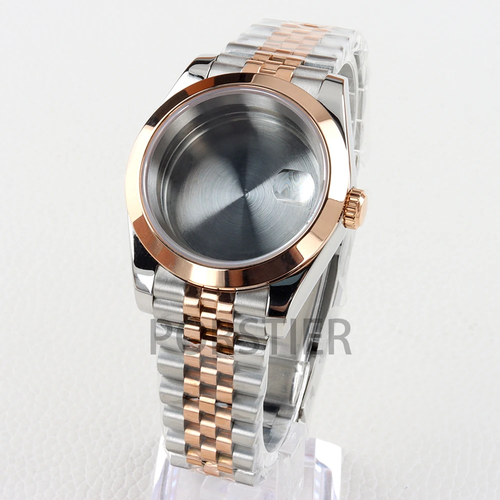 

36mm/39mm NH35 Case and Jubilee/Oyster Bracelet for NH35 NH36 movement Sapphire Glass Stainless steel Datejust Case Rose Glold