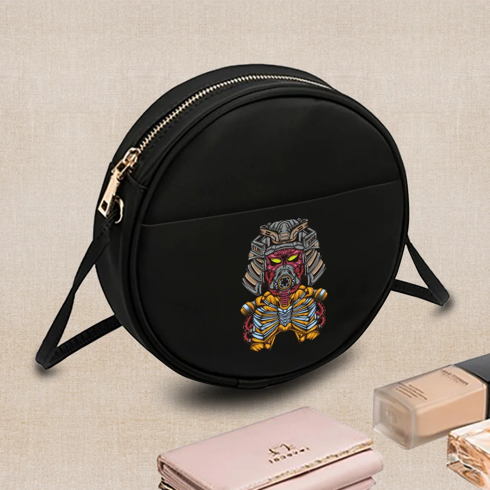 2022 Fashion Women Round Crossbody Bag Pattern Monster Printed Ladies Small Messenger Shoulder Bag Small Coin Purse Handbags