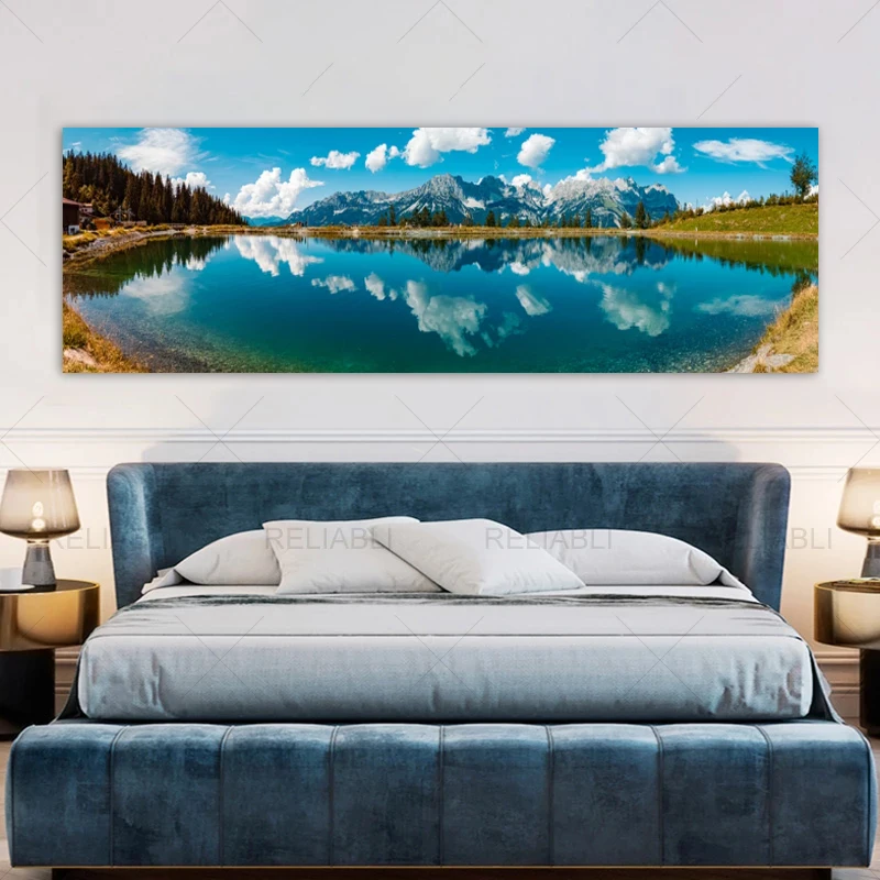 Landscape Posters Natural Mountain Lake Prints Canvas Painting Wall Art Picture for Living Room Modern Home Decoration No Frame