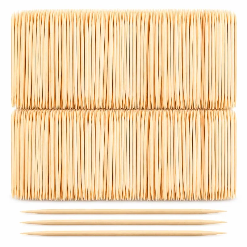 1000Pcs Disposable Bamboo Toothpicks Double Pointed Wooden Picks Food Cocktail Sticks Oral Hygiene Kitchen Cleaning Tool