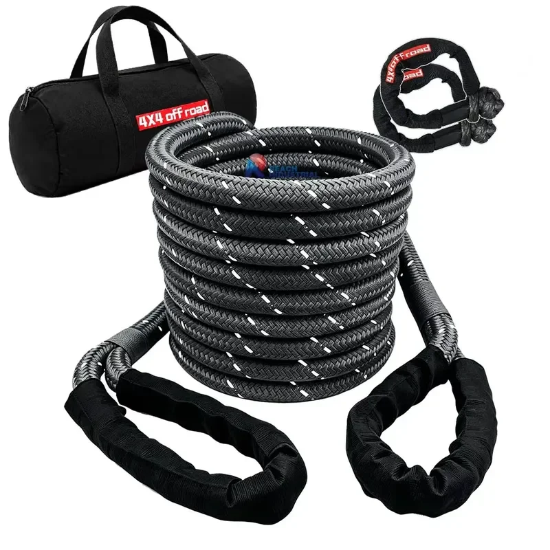 Kinetic Recovery Tow Rope 48000LBS Off-Road Snatch Strap for UTV ATV Truck Car Tractor 4WD Rescue with Soft Shackle 30ft Nylon
