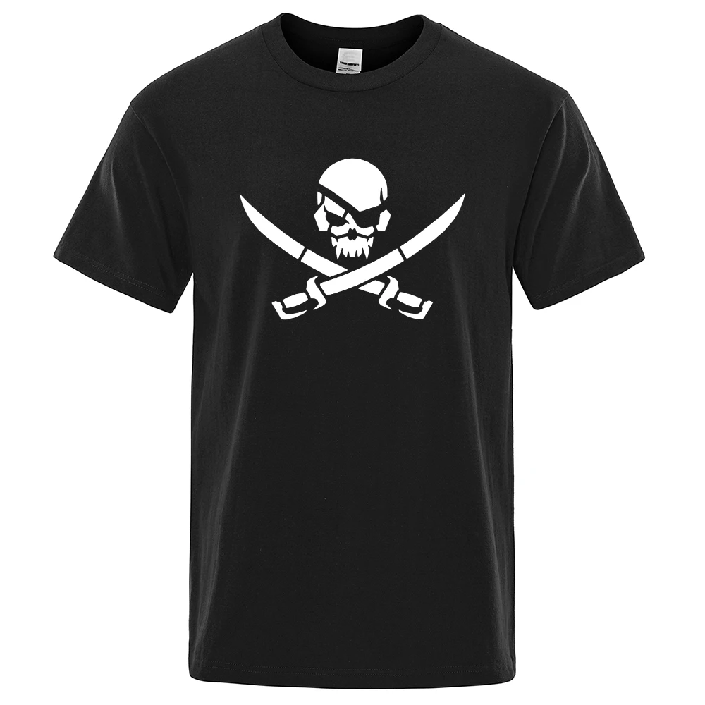 Pirateskull Print Funny Tshirts Man Women 100% Cotton T-Shirt Hip Hop Loose Tee Clothes Casual Fashion Casual Tops Streetwear