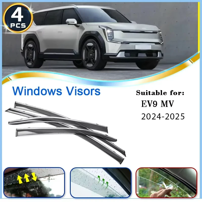 Car Window Visors For kia EV9 Accessories 2024 2025 MV GT Line Deflector Windshields Weathershields Window Rain Strips Tools