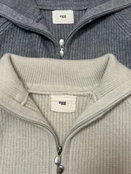 Warmth Double Zipper Collar Outerwear Dongda Gate Heavyweight Single Item Retail Korean Sle Loose Fit Knitted Cardigan