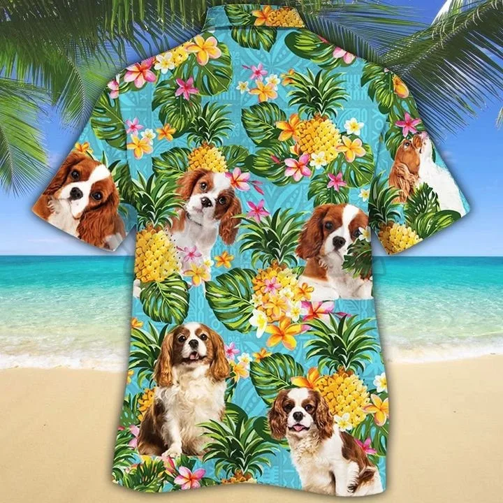 Cavalier King Charles Spaniel Pineapple 3D All Over Printed Hawaiian Shirt Men\'s For Women\'s Harajuku Casual Shirt Unisex