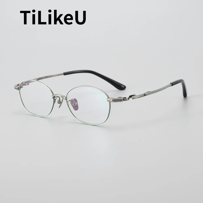 

Japanese Pure Titanium Eyeglasses Frame Small Face Retro S-leg Oval Glasses Women Anti Blue Light Prescription Eye Glasses Frame