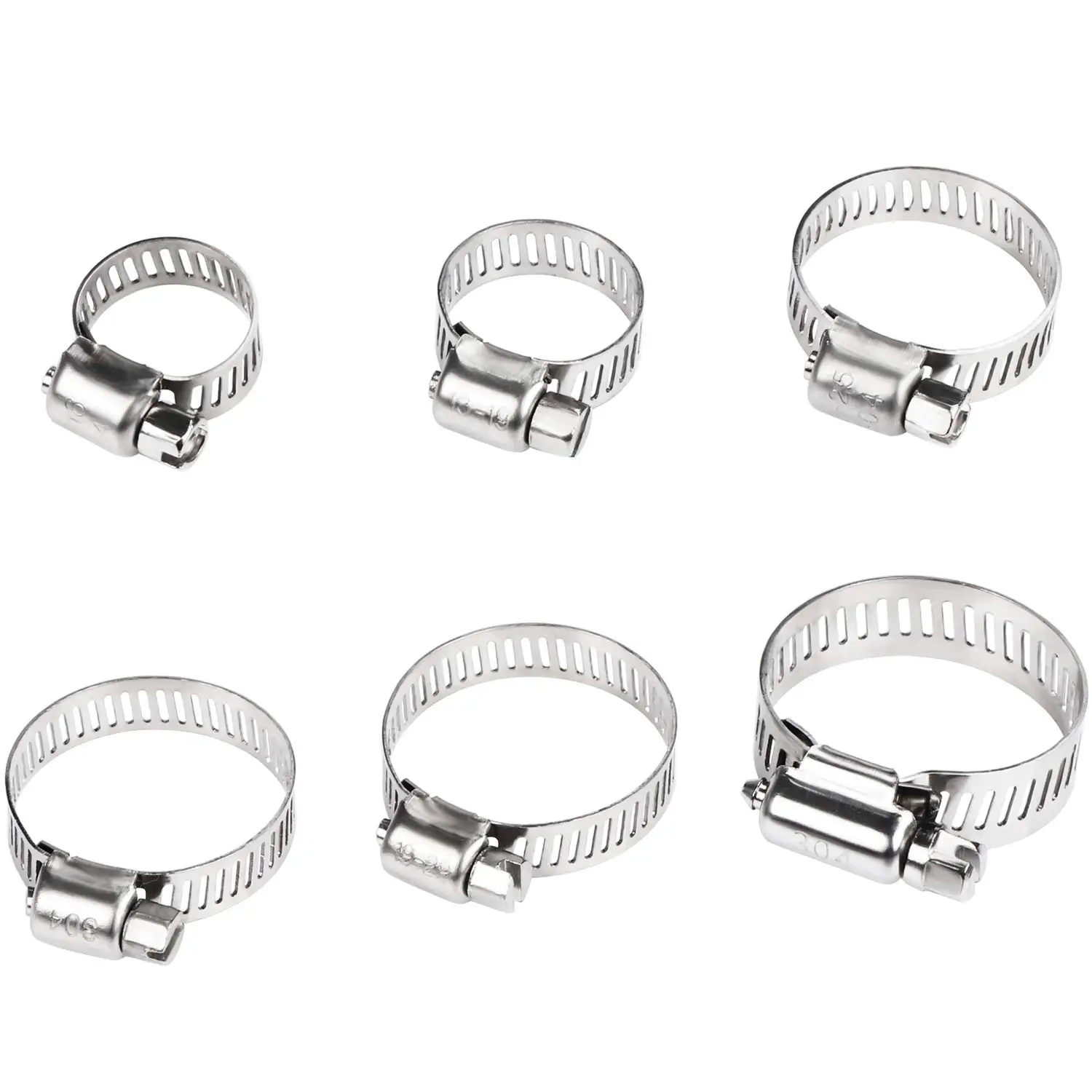 Hose Clips Adjustable 10-38mm 304 Stainless Steel Worm Gear Hose Clamp Assortment,5/8