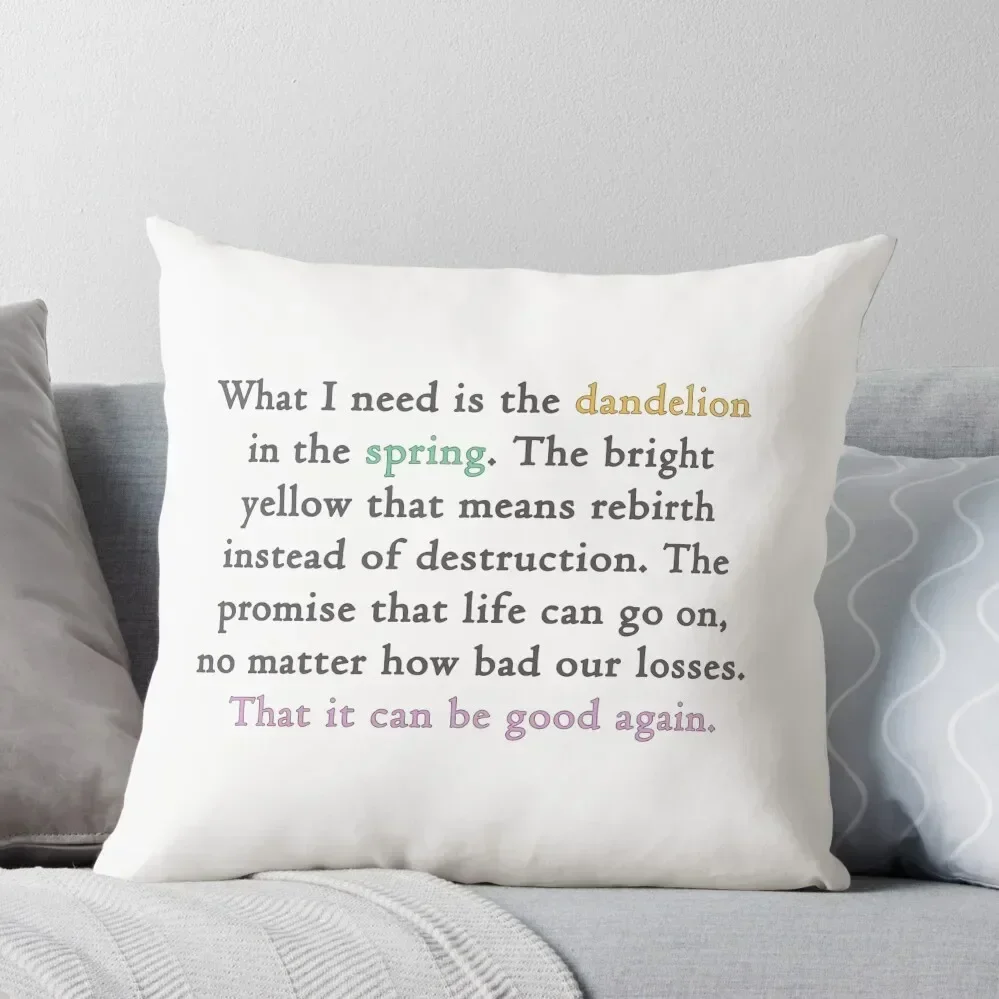 Mockingjay quote 'dandelion in the spring' Throw Pillow Luxury Sofa Cushions christmas pillowcases pillow