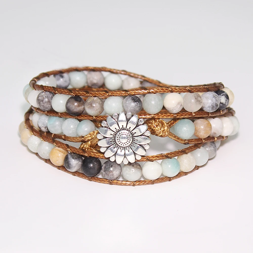 1 Stück heiß verkauftes handgewebtes mehrschichtiges Perlenarmband aus Naturstein, geeignet für den täglichen Gebrauch und als Geschenk.