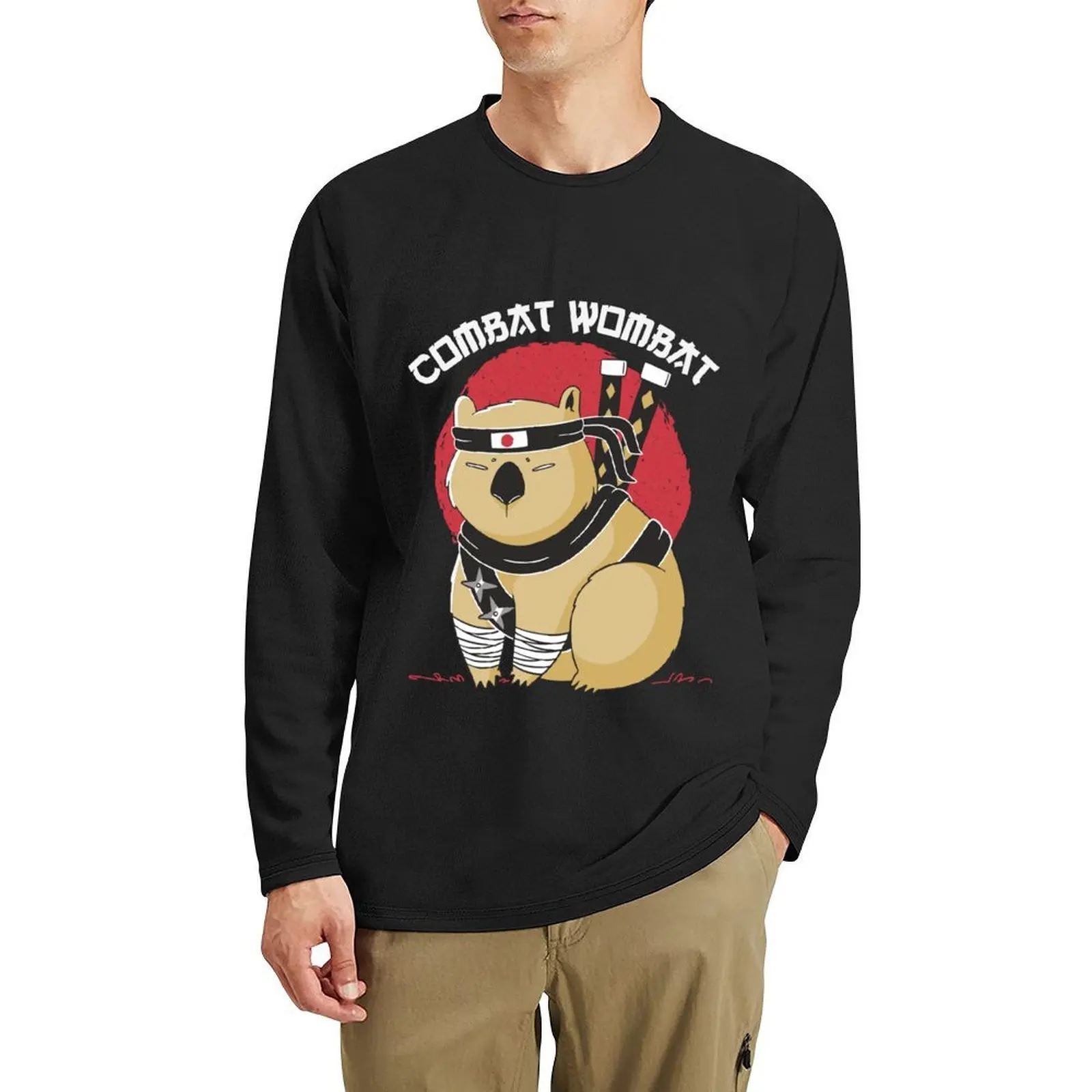 

Funny Wombat Ninja Combat Wombat Long T-Shirt funny t shirts custom t shirts T-shirts for men cotton