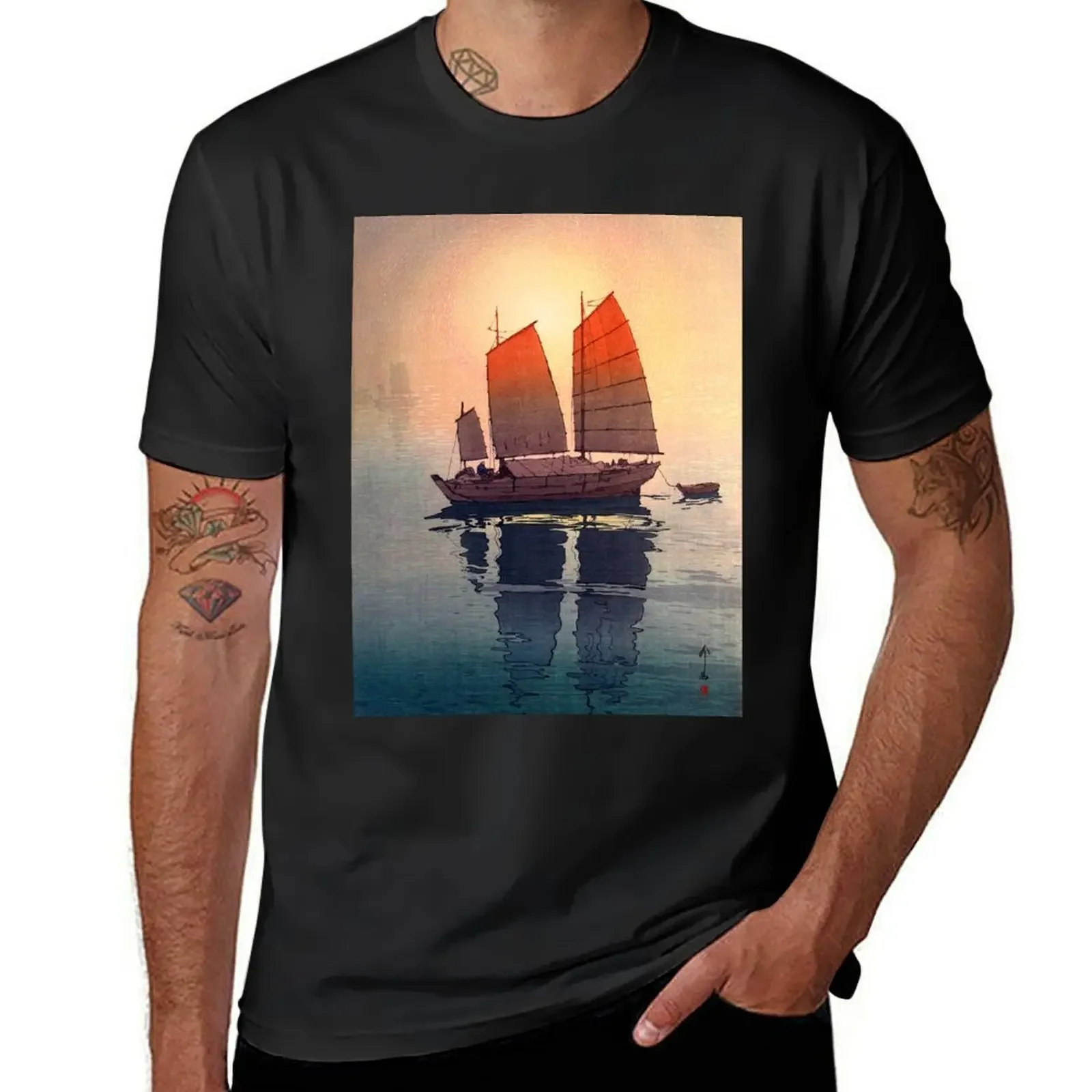 Yoshida Hiroshi - Sailing Boats in the Morning T-Shirt shirts graphic tees Short sleeve tee Men's clothing