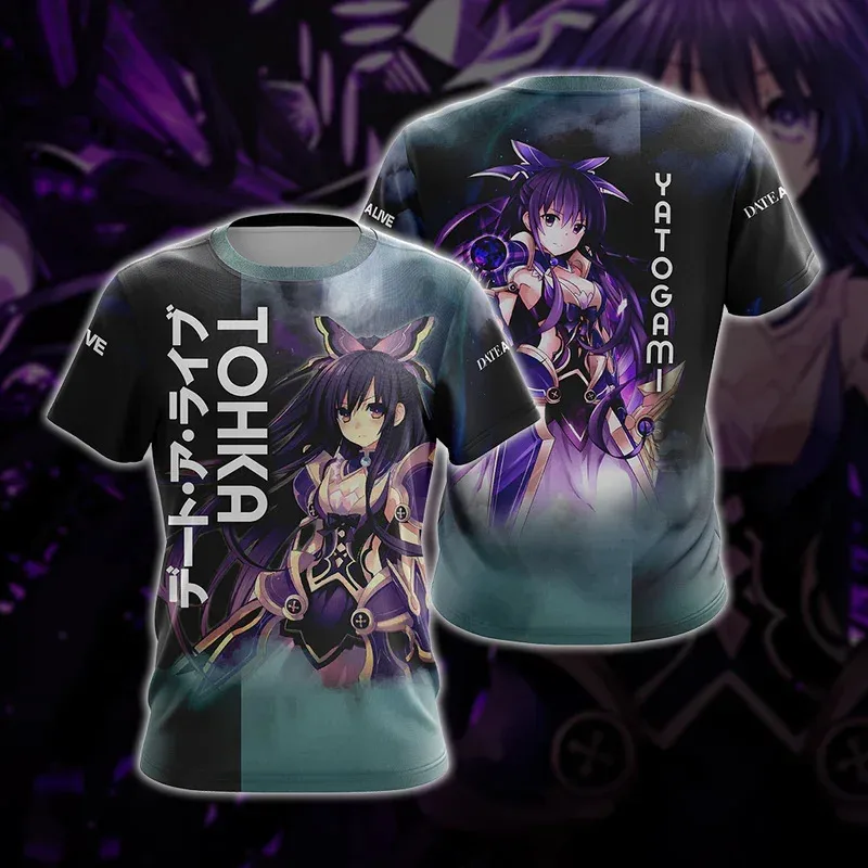 Camisetas con estampado 3D de Anime Date A Live Kurumi tokisaki para hombre y mujer, camisetas informales de moda Harajuku de manga corta con cuello redondo para niños, ropa