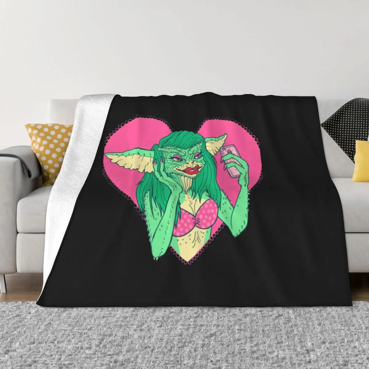 Gremlins Greta Gremlin Woman Selfie Love Yourself Blanket Flannel Winter Film 80S Soft Throw Blanket for Sofa Bedroom Quilt