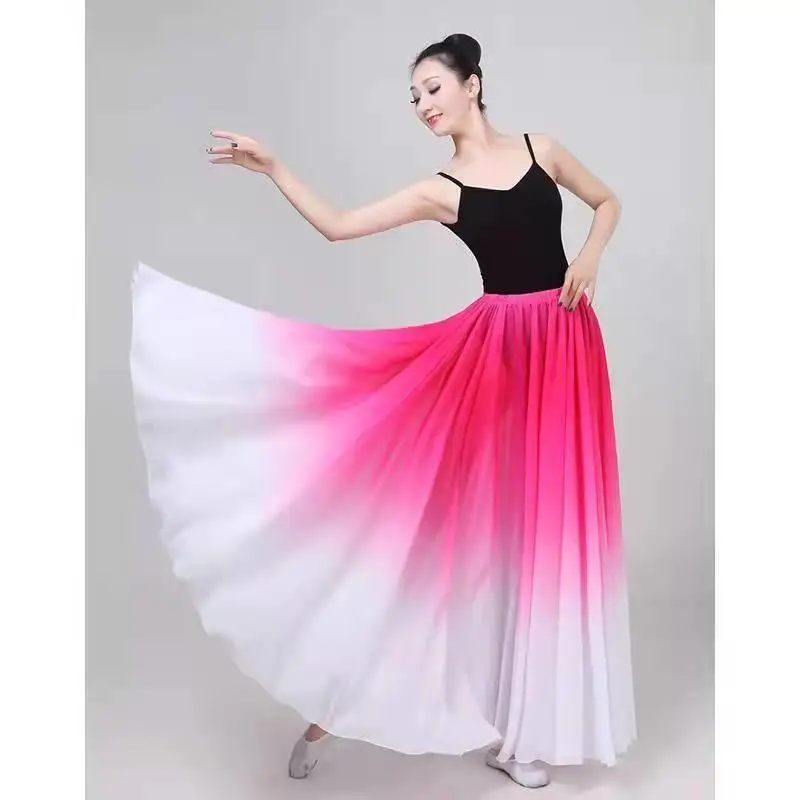 The new gradual change of color swing skirt 720 degrees, dance skirt women elegant Chinese style art test dance ballet practice