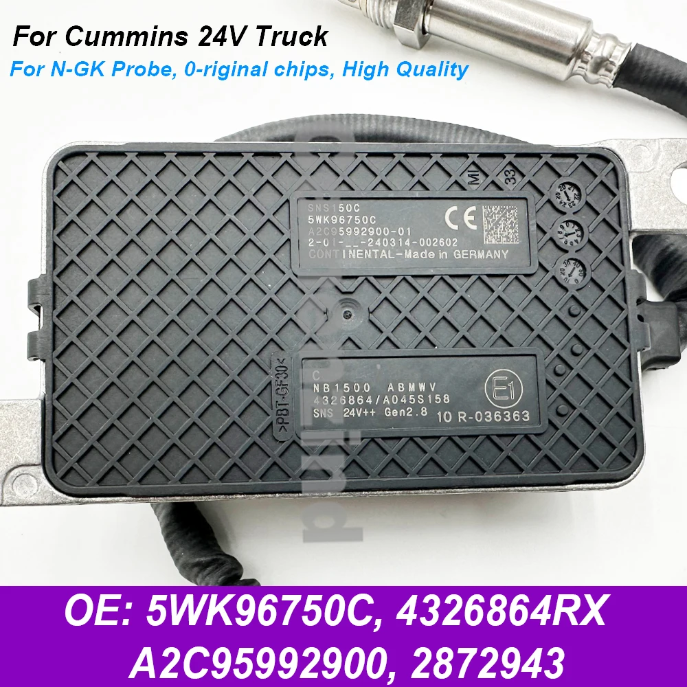 

Nitrogen Oxygen For NGK Probe 5WK96750C 4326864 Nox Sensor A2C95992900 A045S158 2872943 1710806 For Cummins Engine Truck 24V