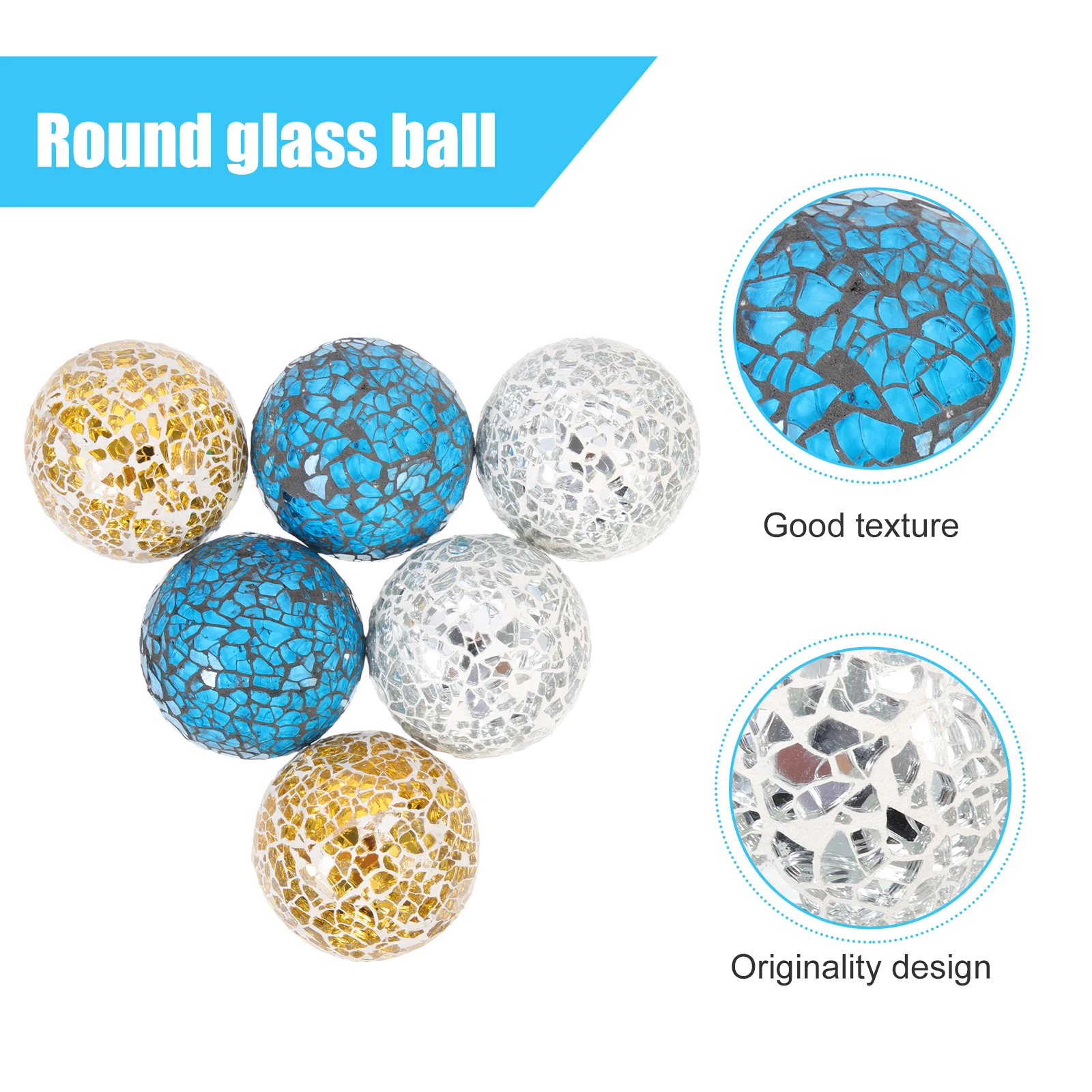 

6Pcs Glass Ball Ornaments Hanging Decorative Spheres for Home Desktop Party Festival Photo Background Decor Ball