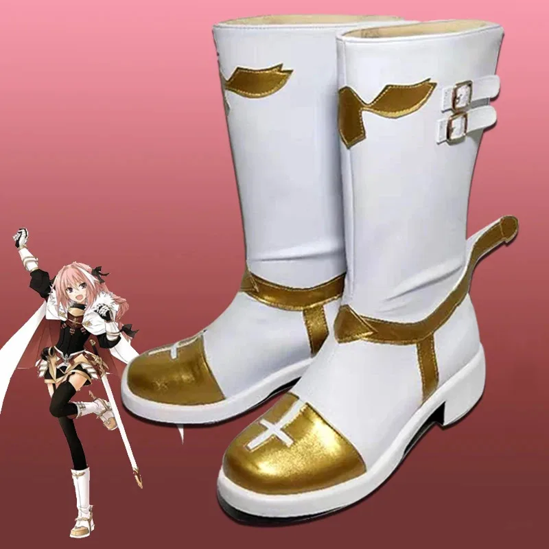 Fate Grand Order Rider Astolfo Cosplay Shoes PU Leather Anime Cosplay Boots Halloween Party Costumes Props Accessories DGTUJ65GF